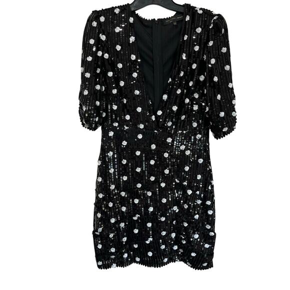 REVOLVE House of Harlow Black Sequin Polka Dot Mini Dress Party Cocktail Sz S - Picture 2 of 9